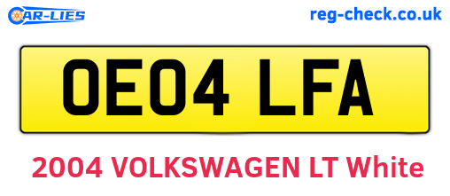 OE04LFA are the vehicle registration plates.