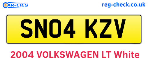 SN04KZV are the vehicle registration plates.