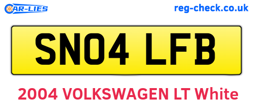 SN04LFB are the vehicle registration plates.