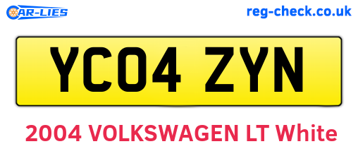 YC04ZYN are the vehicle registration plates.