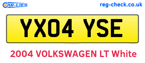 YX04YSE are the vehicle registration plates.