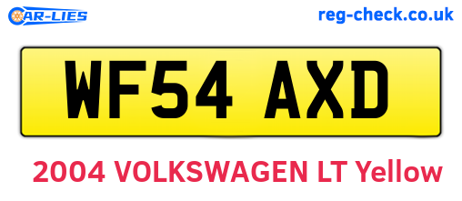WF54AXD are the vehicle registration plates.