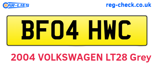 BF04HWC are the vehicle registration plates.