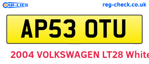 AP53OTU are the vehicle registration plates.