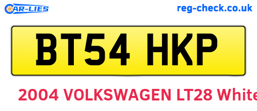 BT54HKP are the vehicle registration plates.