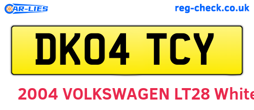 DK04TCY are the vehicle registration plates.