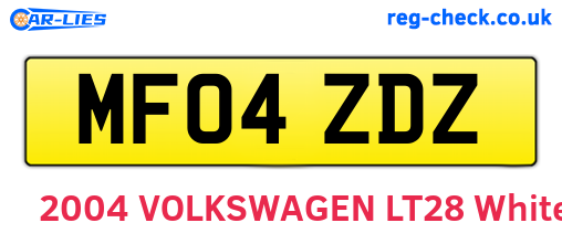 MF04ZDZ are the vehicle registration plates.
