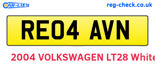 RE04AVN are the vehicle registration plates.