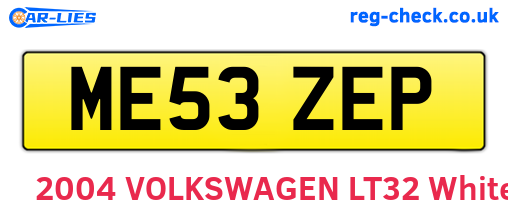 ME53ZEP are the vehicle registration plates.