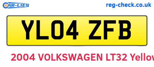 YL04ZFB are the vehicle registration plates.