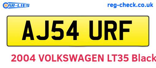 AJ54URF are the vehicle registration plates.