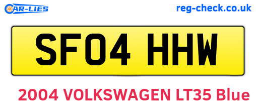 SF04HHW are the vehicle registration plates.