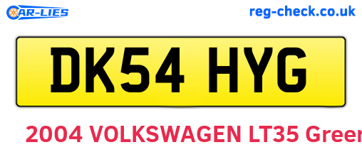 DK54HYG are the vehicle registration plates.