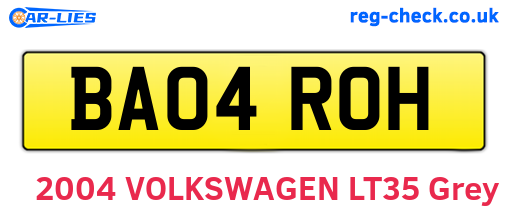 BA04ROH are the vehicle registration plates.