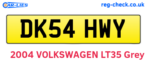 DK54HWY are the vehicle registration plates.