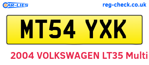 MT54YXK are the vehicle registration plates.