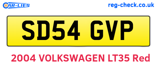 SD54GVP are the vehicle registration plates.