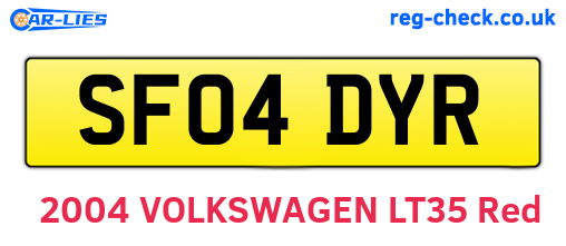 SF04DYR are the vehicle registration plates.