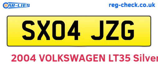SX04JZG are the vehicle registration plates.