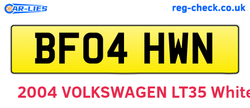 BF04HWN are the vehicle registration plates.
