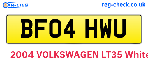 BF04HWU are the vehicle registration plates.