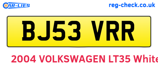BJ53VRR are the vehicle registration plates.