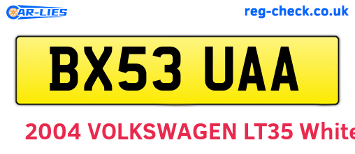 BX53UAA are the vehicle registration plates.