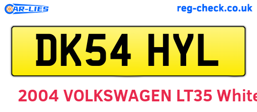DK54HYL are the vehicle registration plates.