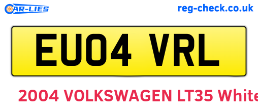 EU04VRL are the vehicle registration plates.