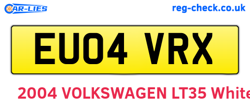 EU04VRX are the vehicle registration plates.