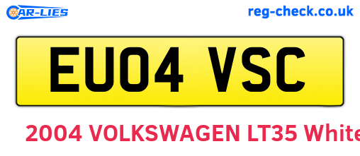 EU04VSC are the vehicle registration plates.