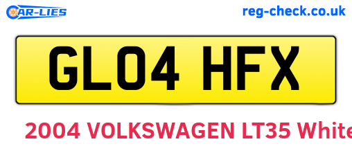 GL04HFX are the vehicle registration plates.