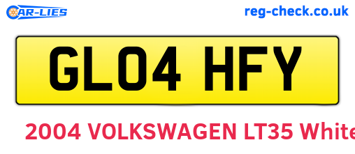 GL04HFY are the vehicle registration plates.