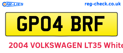 GP04BRF are the vehicle registration plates.