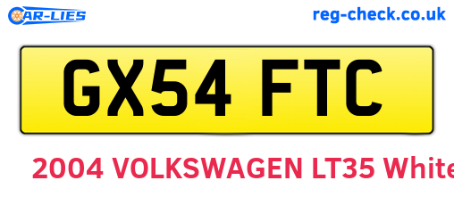 GX54FTC are the vehicle registration plates.
