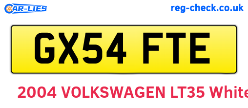 GX54FTE are the vehicle registration plates.
