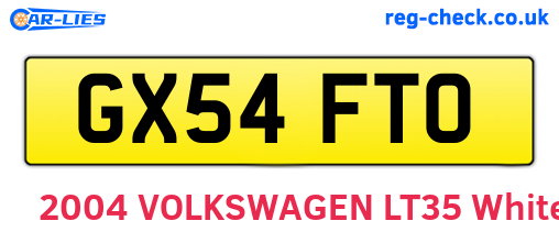GX54FTO are the vehicle registration plates.