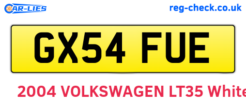 GX54FUE are the vehicle registration plates.