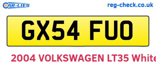 GX54FUO are the vehicle registration plates.
