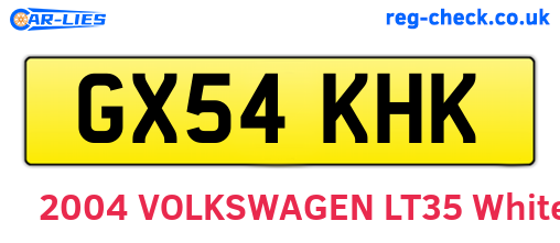 GX54KHK are the vehicle registration plates.