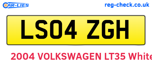 LS04ZGH are the vehicle registration plates.