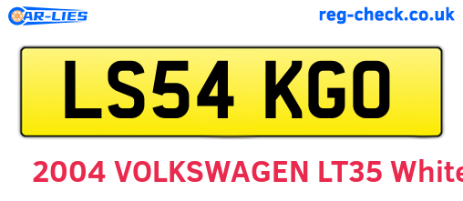 LS54KGO are the vehicle registration plates.
