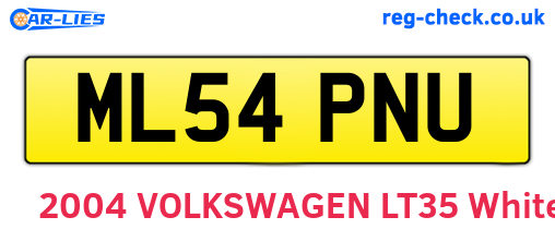ML54PNU are the vehicle registration plates.