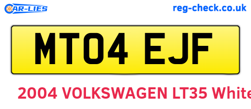MT04EJF are the vehicle registration plates.