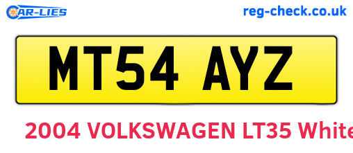 MT54AYZ are the vehicle registration plates.
