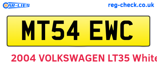 MT54EWC are the vehicle registration plates.