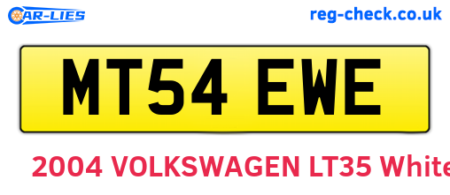 MT54EWE are the vehicle registration plates.
