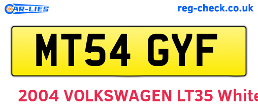 MT54GYF are the vehicle registration plates.