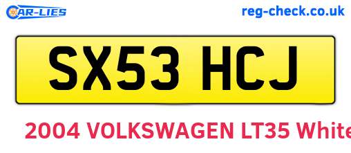 SX53HCJ are the vehicle registration plates.