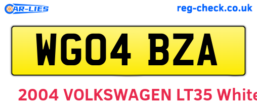 WG04BZA are the vehicle registration plates.